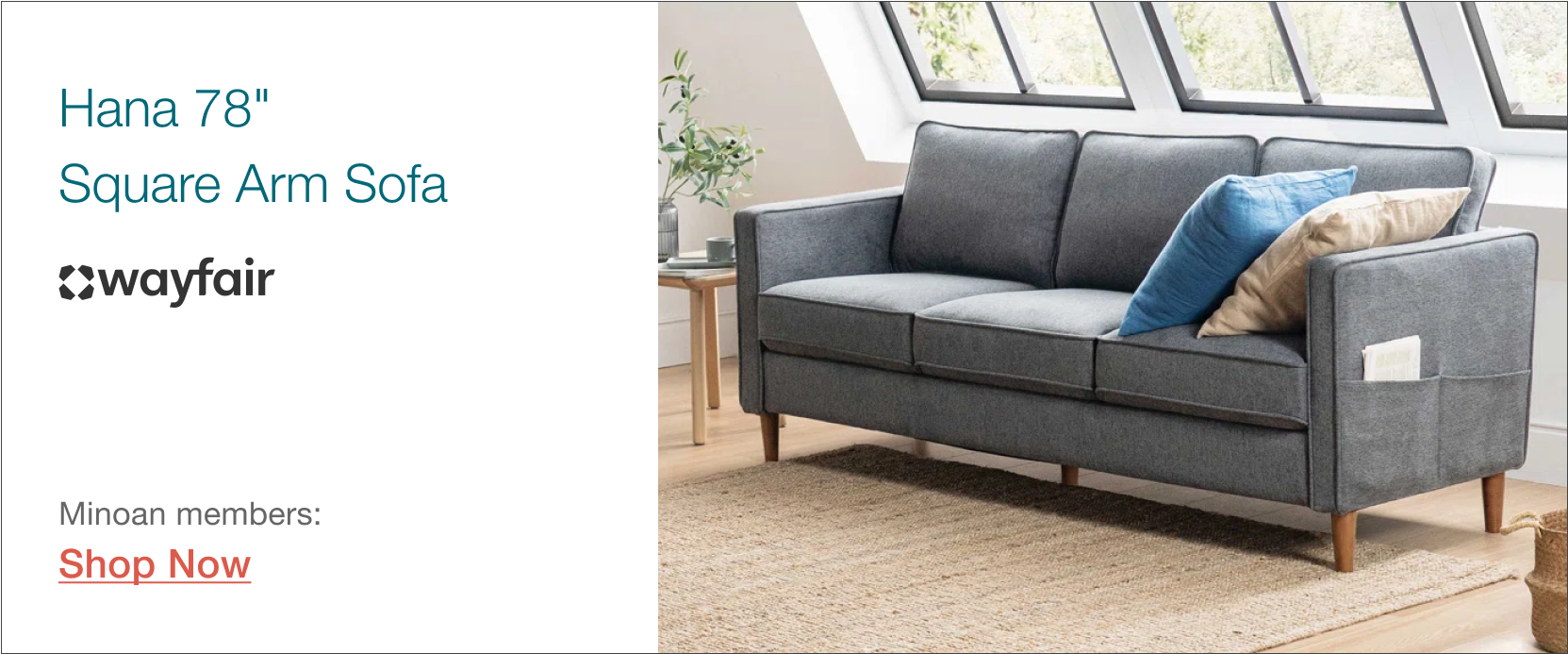 Hana Square Arm Sofa from Wayfair